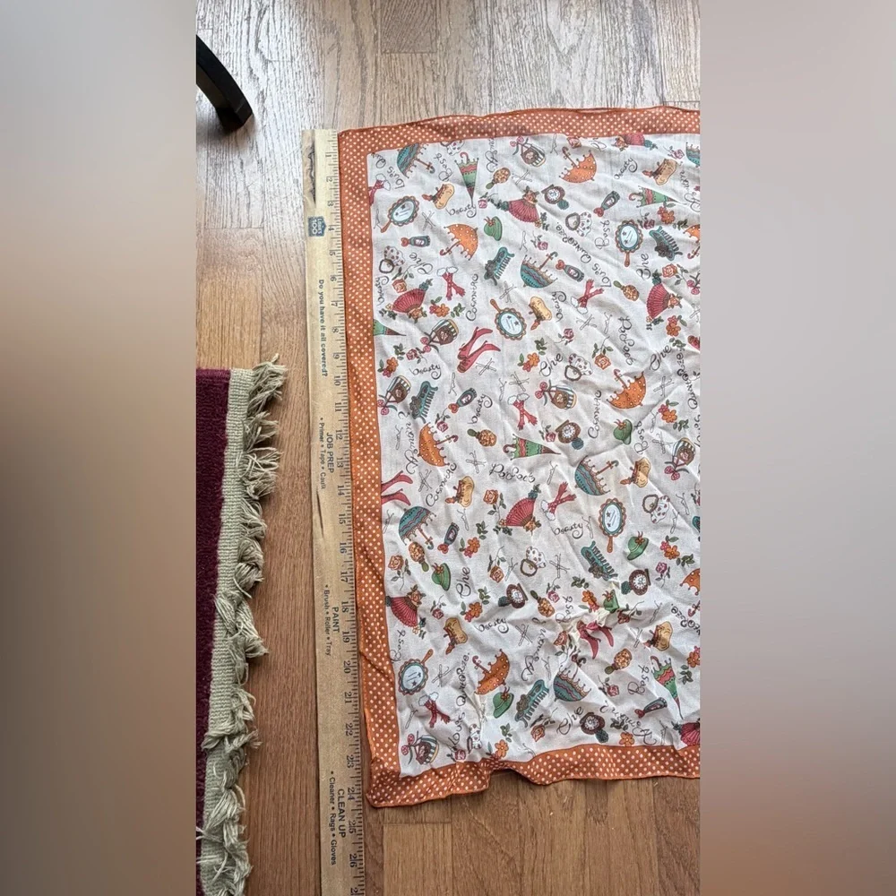 Orange Polka Dot and more print silk Scarf.
